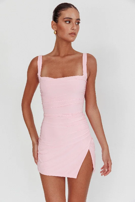 Women's Workout Garments Update With Cottagecore Styles Won't Bite Backless Mini Dress Pink