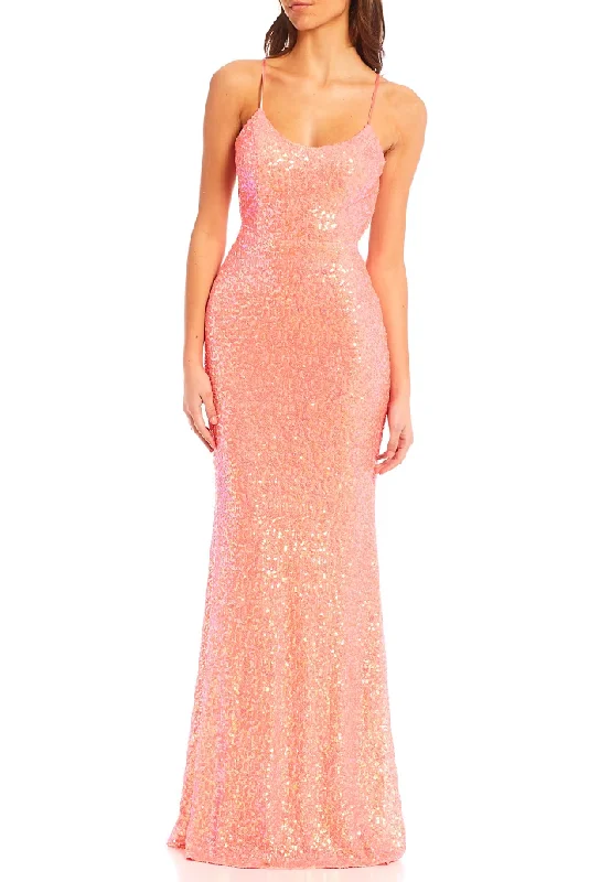 Stylish Women's Outfit Casual Chic Clothing 13 - city vibe coral sequined gown