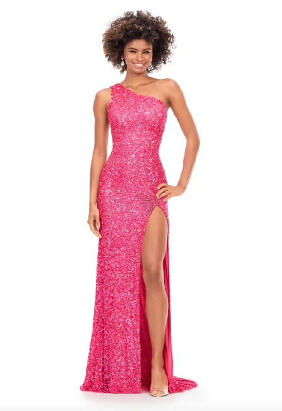 Women's Timeless Attire Chic Urban Fashion Look 16 - ssb pink one shoulder sequin gown