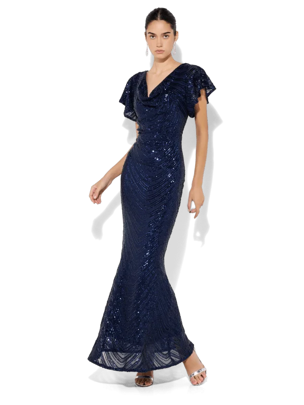 Chic Clothes For Women Sophisticated Outfits Anova Navy Sequin Gown