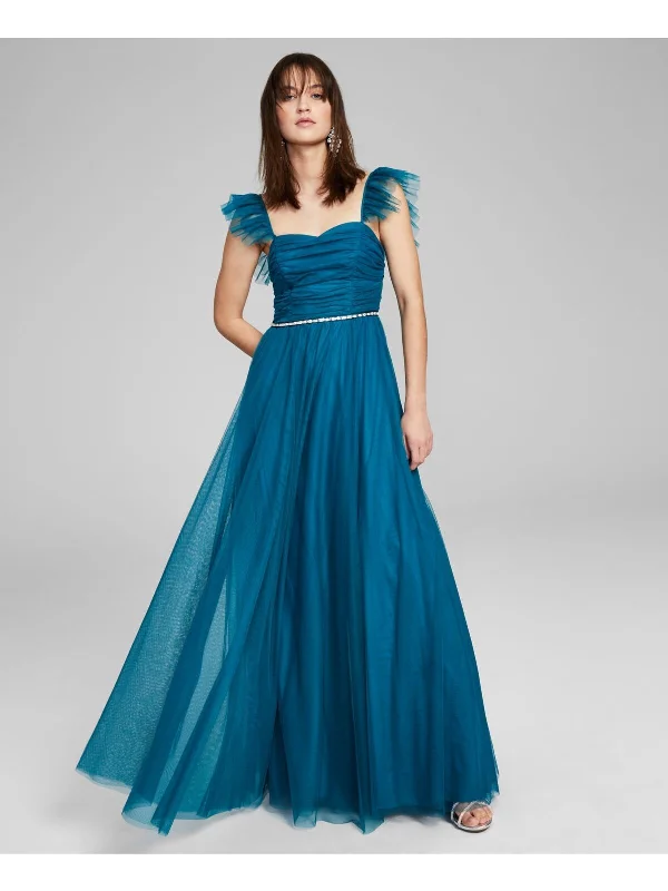 Stylish Outerwear Clothes For Women Seasonal Sale 3 - city studio teal ruched tulle gown