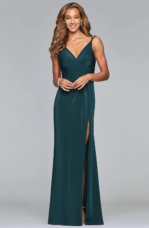 Women's Clothes And Apparel Exclusive Sale Faviana - Sleeveless High Slit Faille Satin Evening Dress 7755