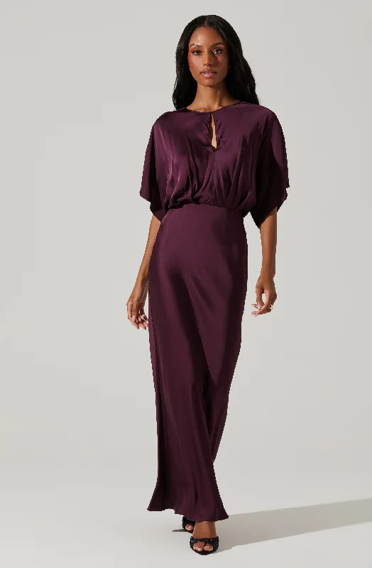 Women's Active Garments For Workouts Find Your Unique Flair Angelle Satin Dolman Maxi Dress