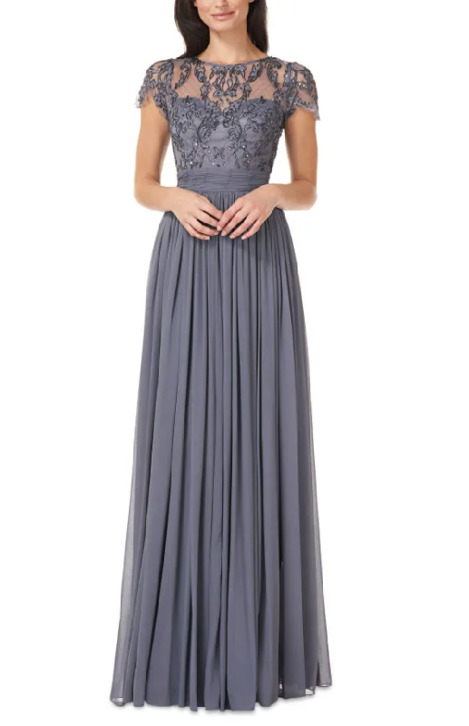 Women's Charming Outfit For Events Luxe Layering 4 - js collections slate beaded illusion gown