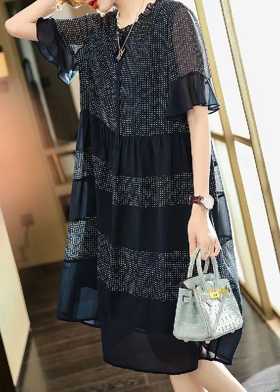 Women's Clothes And Apparel Sophisticated Cut Plus Size Black Print Chiffon Maxi Dress Summer