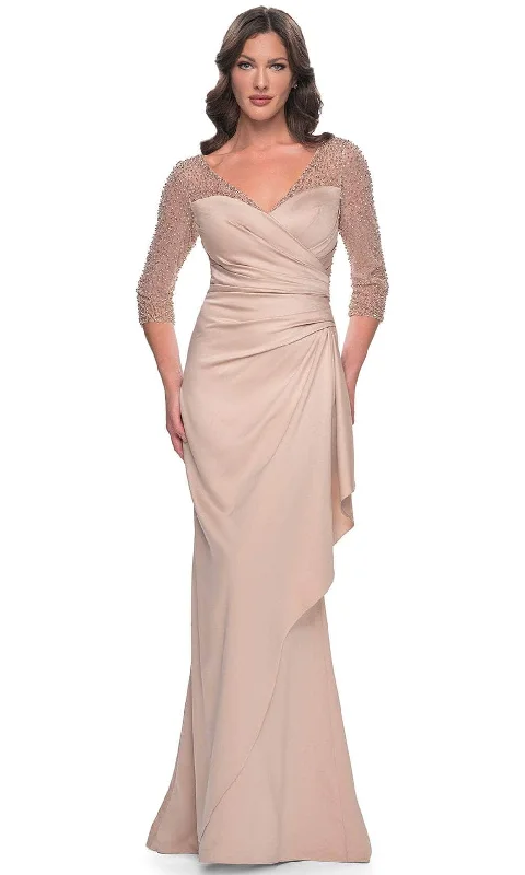 Women's Trendy Apparel Trendy Styles La Femme 31011 - Beaded Illusion Satin Evening Dress