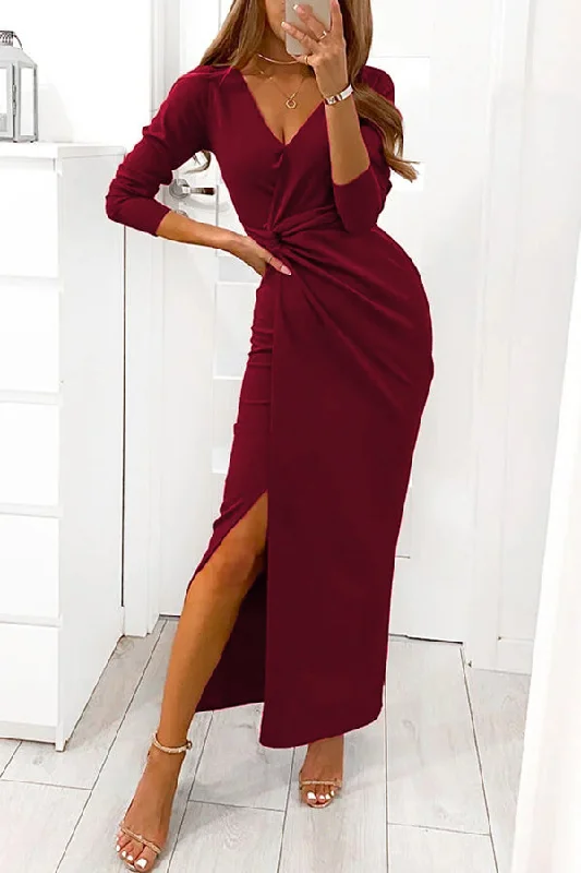 Women's Luxury Garments Limited Time Offers With A Twist Slit Midi Dress