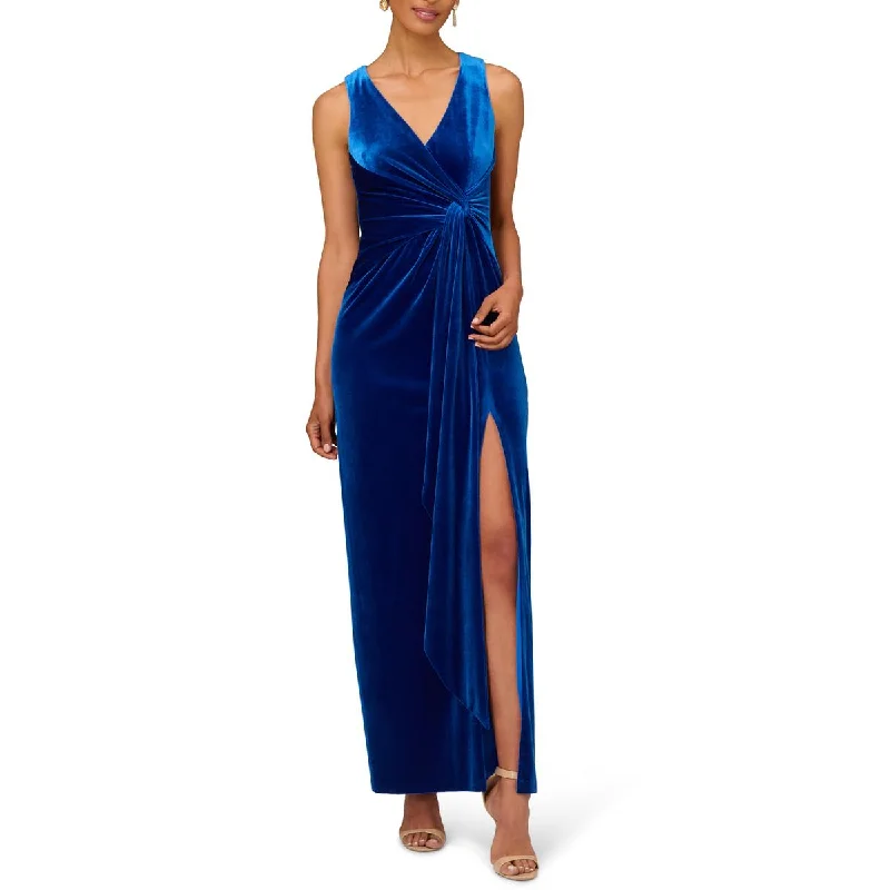 Women's Date Night Outfit Trendy Styles Aidan Mattox Womens Velvet Sleeveless Evening Dress