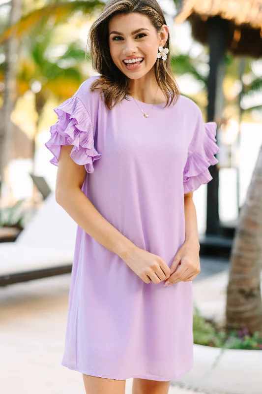 Women's Weekend Outfit Celebrate With Big Savings What A Vision Lavender Purple Ruffled Dress