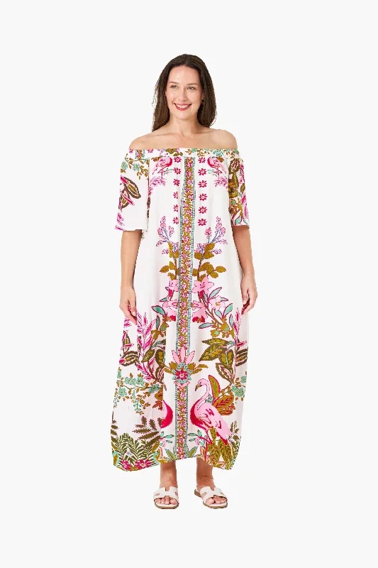 Women's Clothing For Everyday Wear Laid-Back Elegance Hailey Flamingo Print Midi Dress