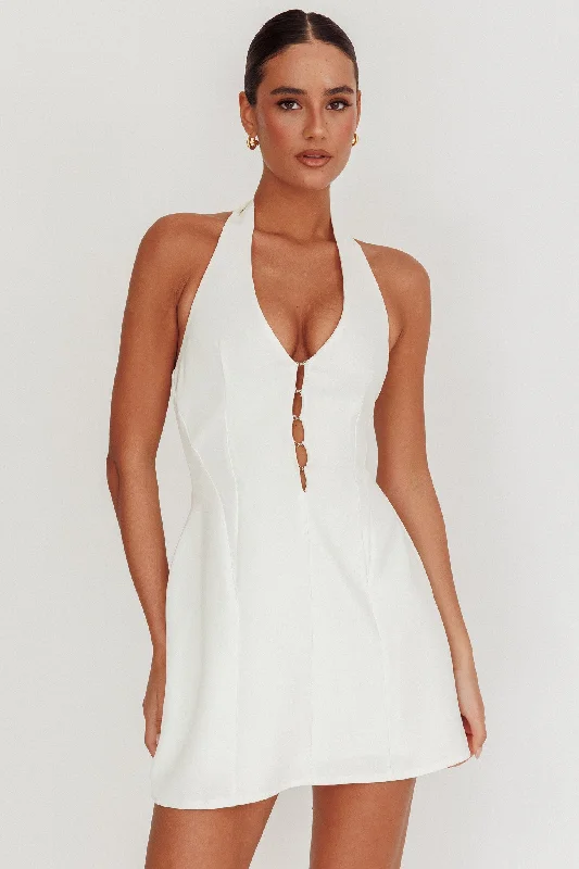 Affordable Luxury Women's Apparel Elevate Your Wardrobe Elisabet Halter Neck Mini Dress Off White