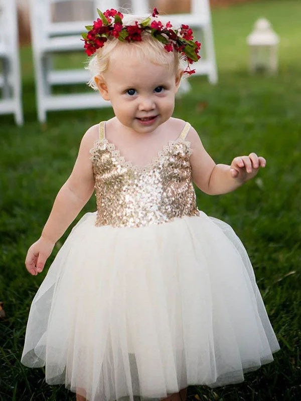 Comfortable Women's Apparel Special Occasion Wear Adorable Ball Gown Gold and Ivory Flower Girl Dress