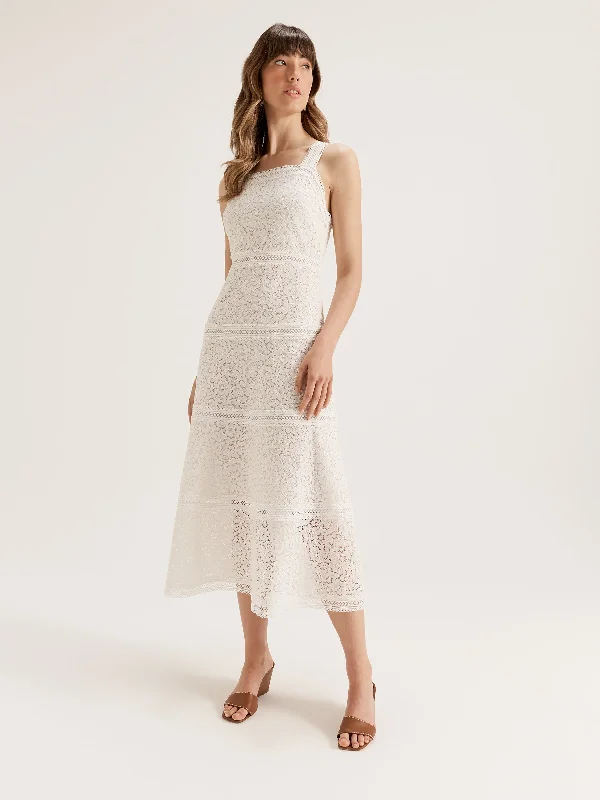 Modern Women's Outfit Lighten Up With Nordic Styles Rumba Lace Midi Dress