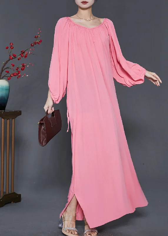 Women's Clothing Apparel Luxury Comfort French Pink Oversized Cotton Maxi Dresses Spring