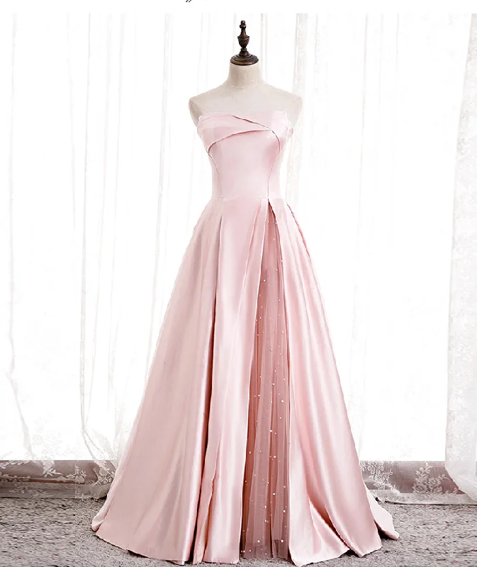 Sustainable Fashion Clothing For Women Casual Chic Pink satin long prom dress pink evening dress  8550