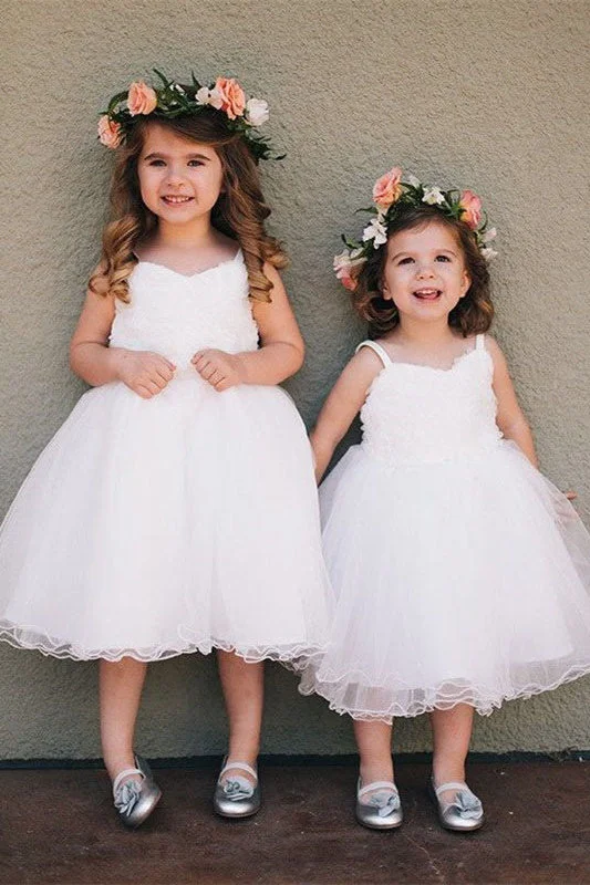 Women's Formal Apparel Elegant Style Princess Ball Gown White Tulle Flower Girl Dress