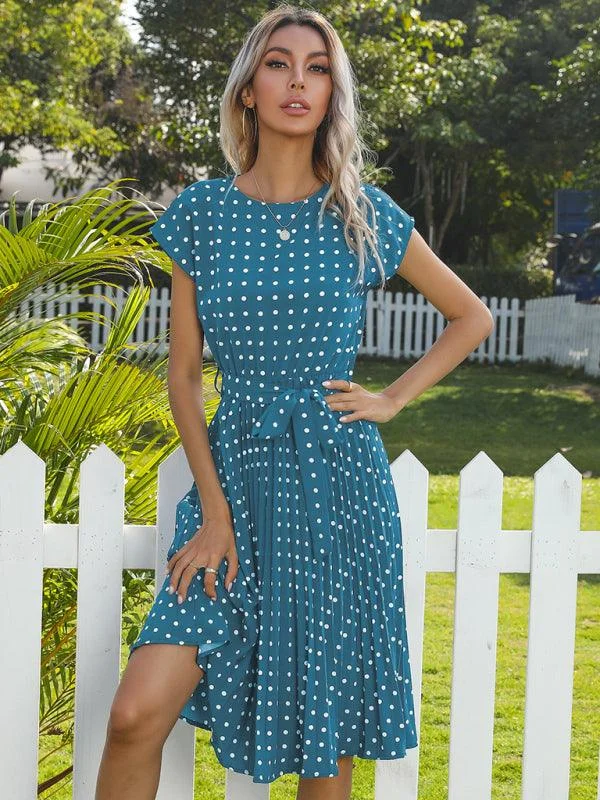 Fashionable Women's Outfit Father's Day Deals Casual Dotted Midi Dress