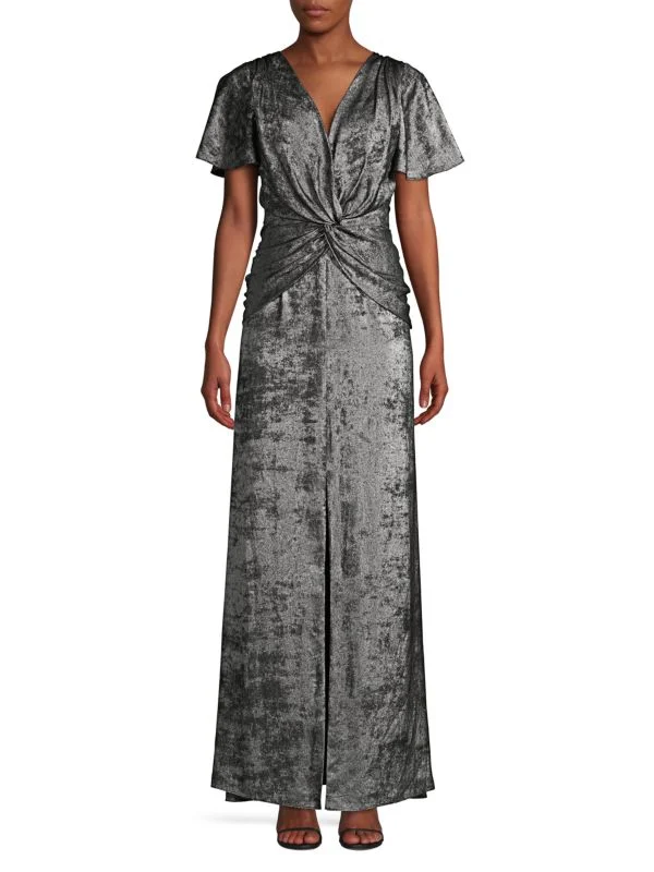 Affordable Women's Attire Alluring Design 4 - aidan mattox silver flutter sleeve velvet gown