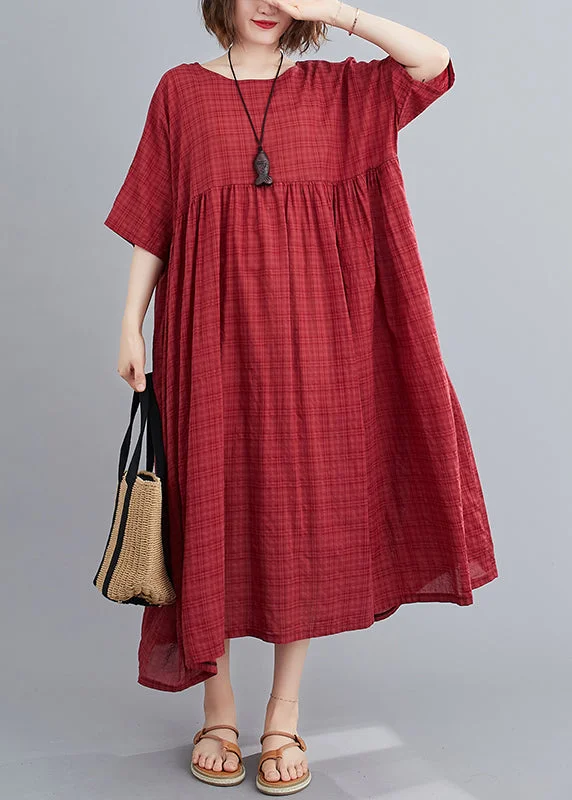 Women's Professional Garments Festival Fashion Chic Mulberry O-Neck Wrinkled Maxi Dress Summer