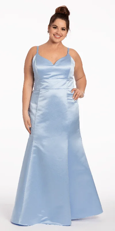 Women's Cozy Winter Attire Coastal Beach - Inspired Style Satin Mermaid Sweetheart Dress - Plus