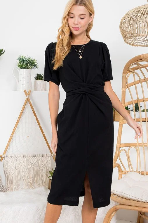 Women's Comfortable Lounge Attire Trend Alert Tie Front/Back Midi Dress