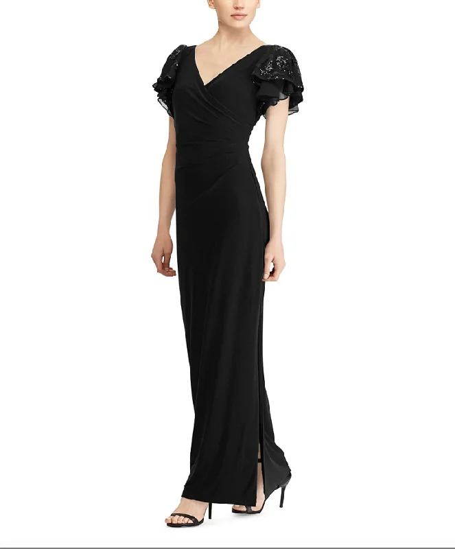 Stylish Women's Attire Vintage Elegance 4 - ralph lauren black flutter cap sleeve gown