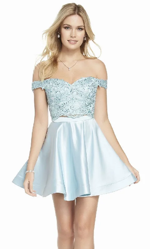 Women's Holiday Apparel First Order Discount Alyce Paris 3827 - Off-Shoulder Lace and Satin A-Line Cocktail Dress