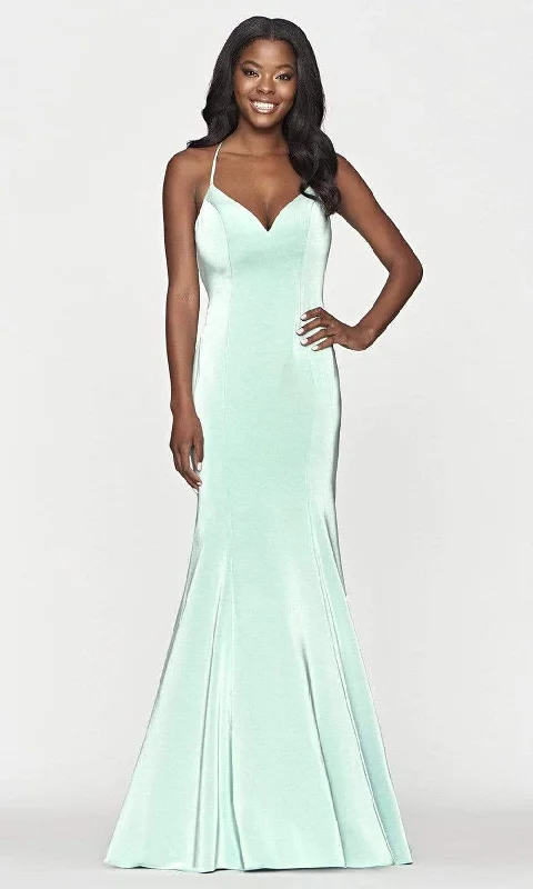 Women's Fashion-Forward Apparel Summer Fashion Faviana S10659 - V-Neck Faille Satin Prom Gown