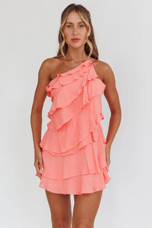 Women's Luxury Apparel Seasonal Sale Arrabel Tiered Ruffle Mini Dress Peach