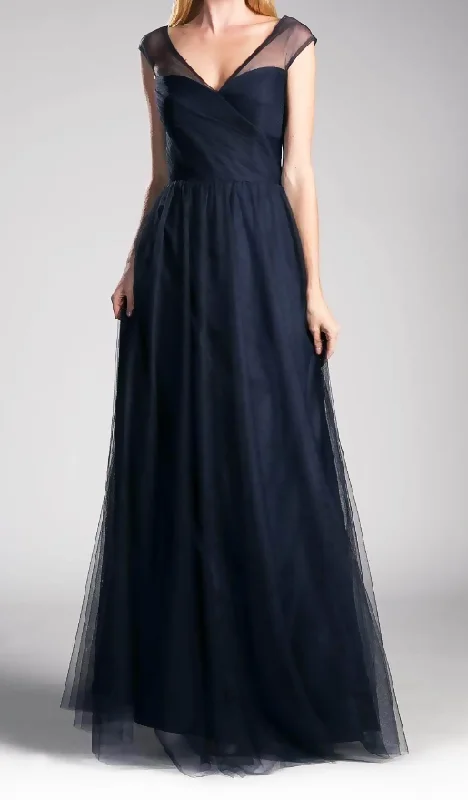 Women's Transitional Outfit Graceful Cut 10 - la divine navy pleated bodice tulle gown