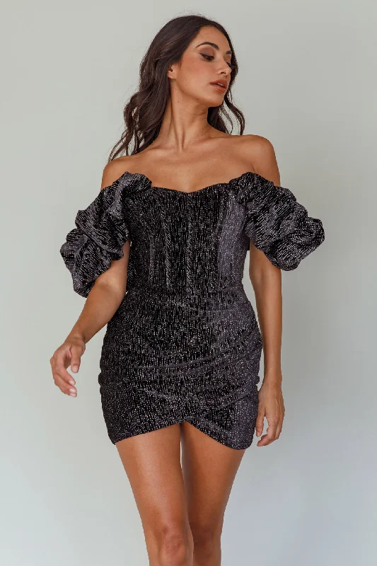 Women's Chic Apparel Chic Outfits So Famous Off-Shoulder Mini Dress Black