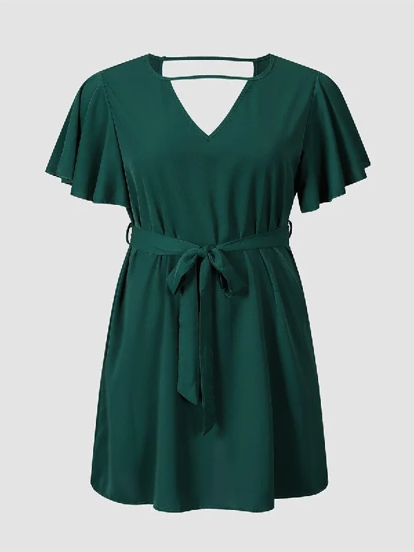 Timeless Women's Outfit Exclusive Discount Belted Green Midi Dress