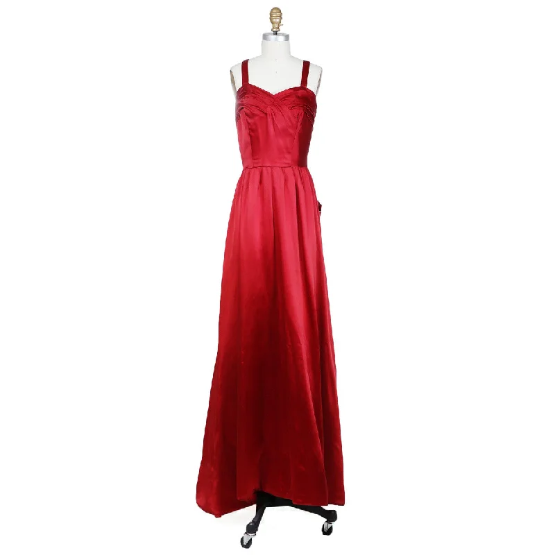 Women's Casual Wear Clothing Stylish Savings 1950s Red Satin Bow Ball Gown