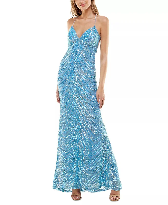 Casual Outfit For Women Current Trends 1 - b darlin blue iridescent sequin gown