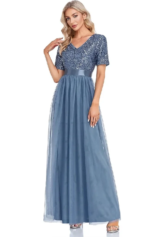 Women's Formal Event Outfit Relaxed Fashion XL - ssb light blue embellished tulle gown