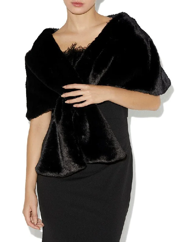 Women's Elegant Garments Best Sellers Karine Black Faux Fur Shawl