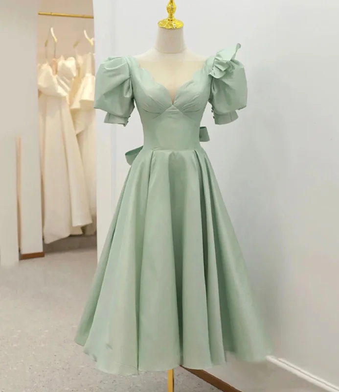 Women's Clothing For Everyday Wear Seasonal Sale Green satin short A line prom dress party dress  8834