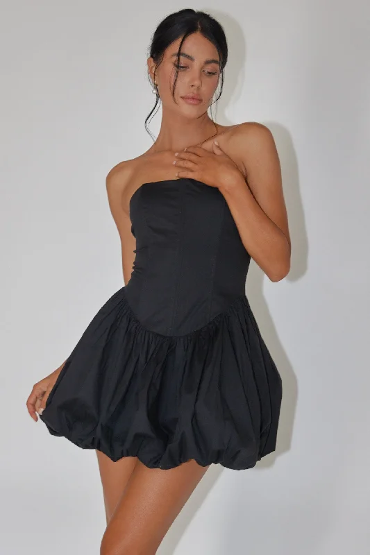 Women's Clothes And Apparel Trendy Styles Monti Strapless Bubble Hem Mini Dress Black