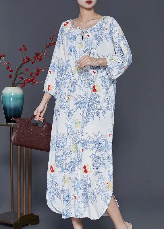 Sustainable Fashion Clothing For Women Versatile Wardrobe Essentials Fine White Oversized Print Cotton Maxi Dress Spring