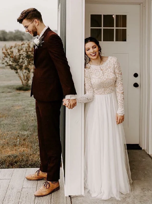 Stylish Clothes For Women Must-Have Styles Elegant A-Line Lace With Long Sleeves Wedding Dresses