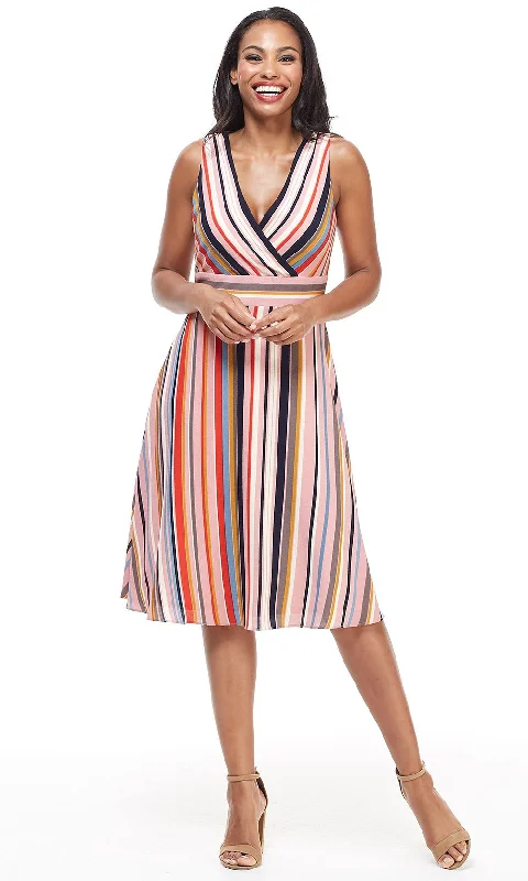 Women's Clothing Clearance Event London Times - T4380MSC Sleeveless Multi-Color Striped Dress