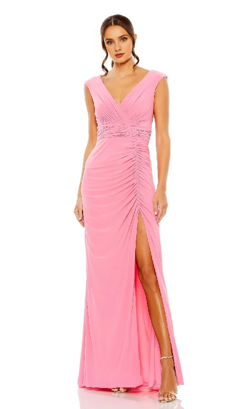 Women's Stylish Vacation Attire Current Trends V-neck sleeveless fit high waist tight corset and floor length Prom dress