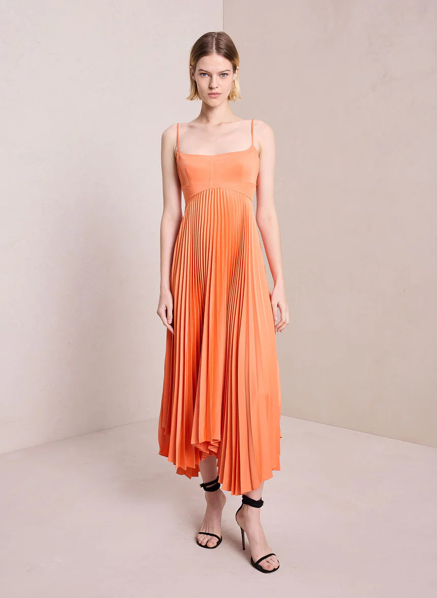 Women's Vintage-Inspired Clothing Current Trends Hollie Satin Midi Dress - Vivid Orange