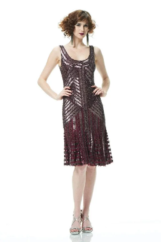 Timeless Women's Clothes Wardrobe Update Theia - 882939SC Sleeveless Beaded Sequin Knee-Length Dress