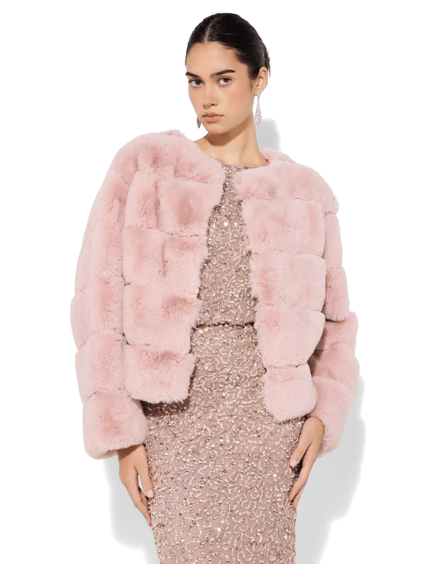 Women's Holiday Clothes Free Spirited Fashion Teddi Pink Fur Coat