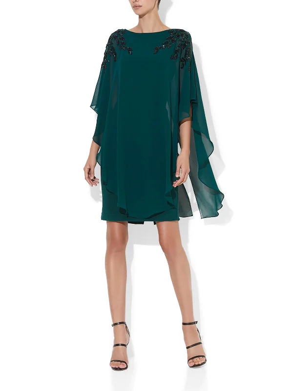 Women's Clothing And Garments Sets Wardrobe Essentials Celine Emerald Chiffon Overlay Dress