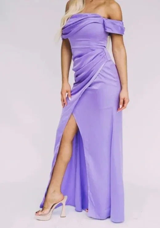 Women's Clothing For Outdoor Events High End Women's Wear XS - do+be purple off the shoulder ruched gown