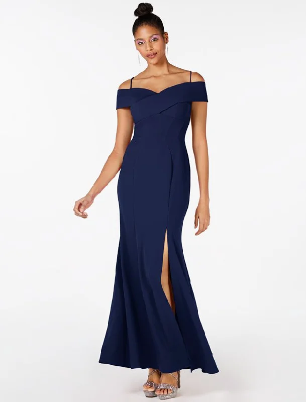 Plus-Size Women's Clothing Wardrobe Upgrade 8 - nightway navy off the shoulder gown