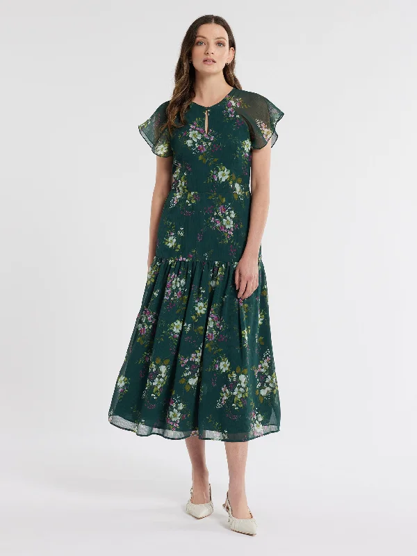 Women's Night-Out Outfit Last Chance Sale Woodland Bloom Midi Dress