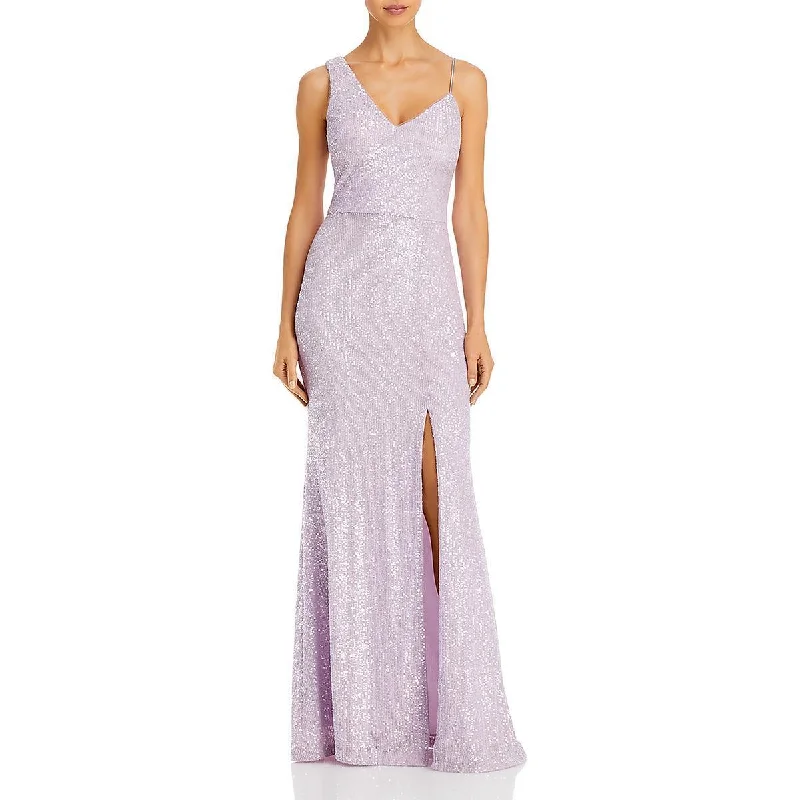 Chic Women's Outfit High End Fashion 2 - aqua light purple sequin gown